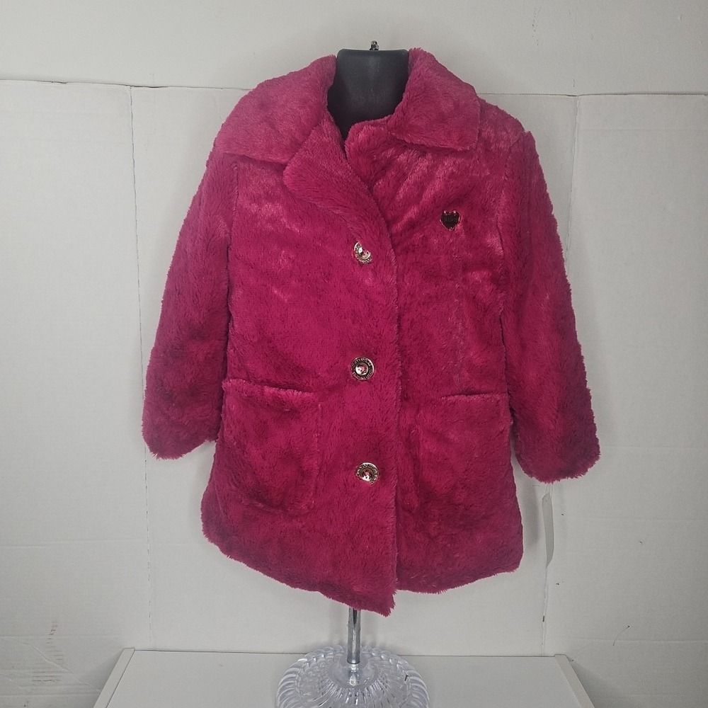 Juicy Couture Girls‎ Plum Pink Faux Fur Coat Jacket Size 5 New